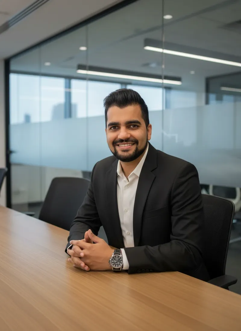 Karan Khanna, founder of Abstractech, at a meeting table in the office